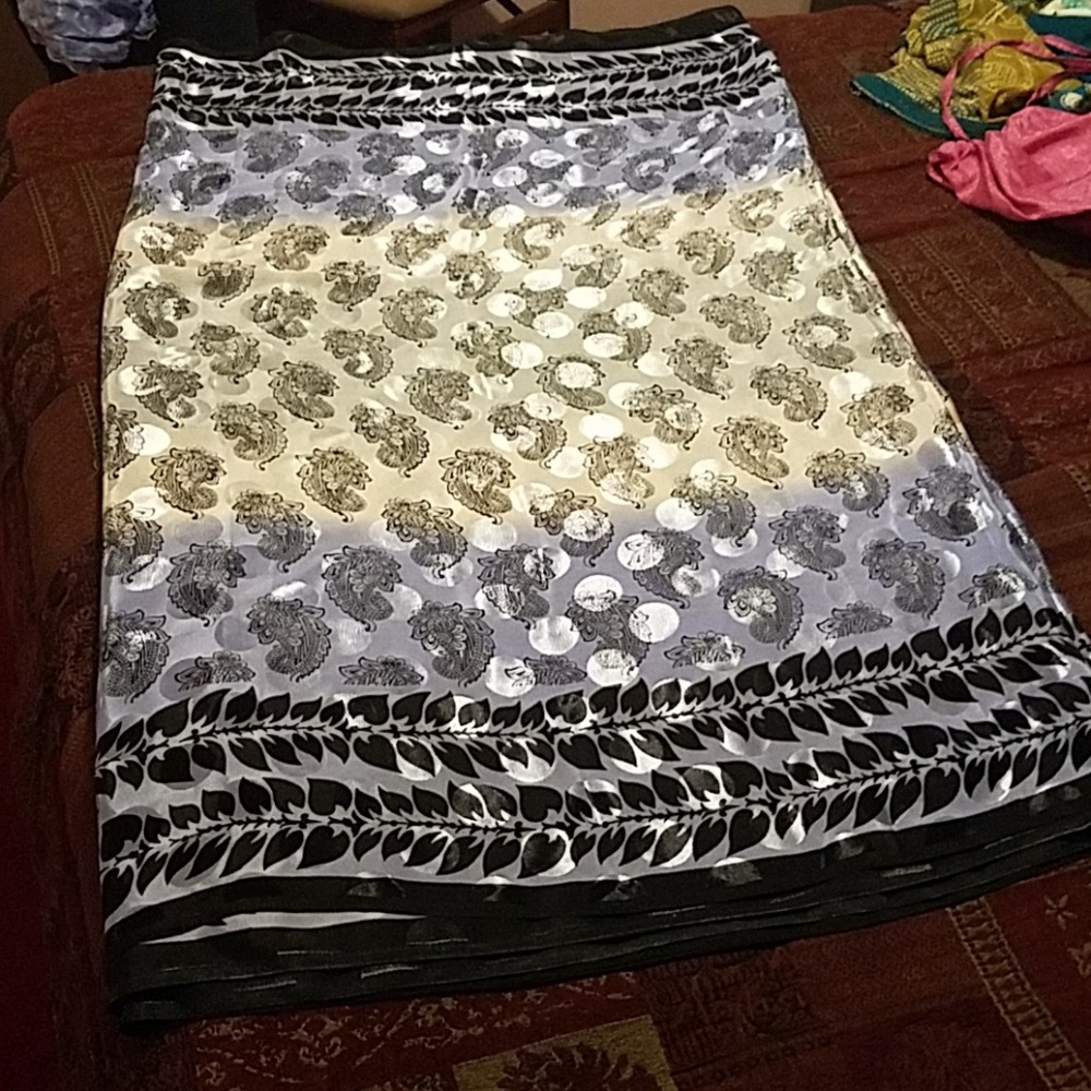 Light purple, black Saree with Stitched Blouse